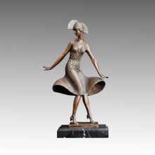 Dancer Statue Rotating Lady Bronze Sculpture, D. H. Chiparus TPE-454